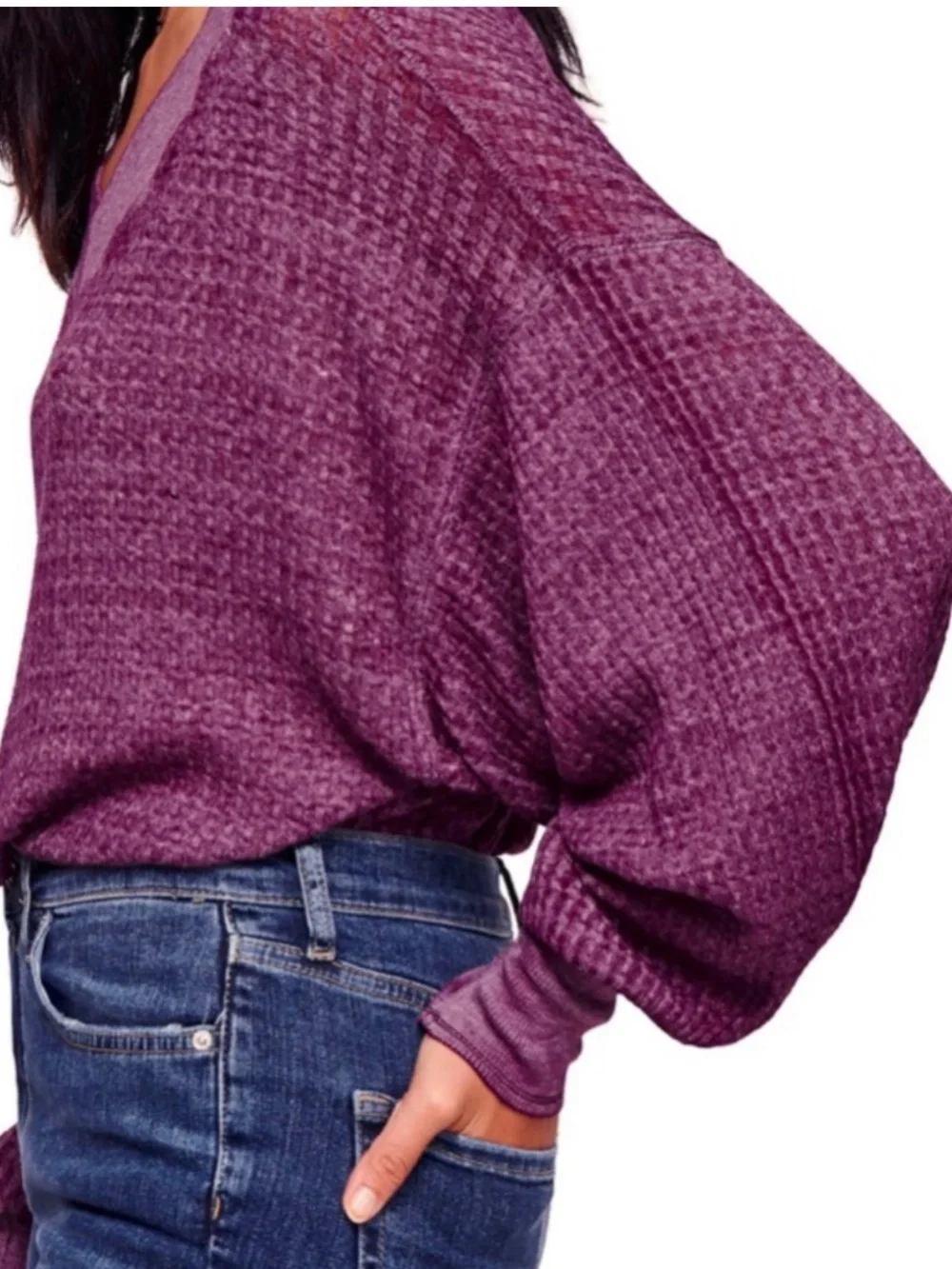 FREE PEOPLE S Maroon Purple South Side Pullover Top